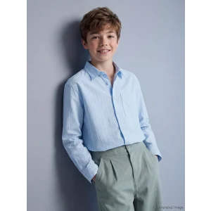 LCW Kids Mavi Çizgili Erkek Çocuk Gömlek