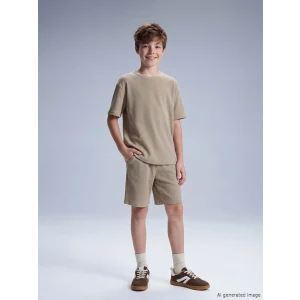 LCW Kids Kahverengi Bisiklet Yaka Kısa Kollu Erkek Çocuk Waffle Takım