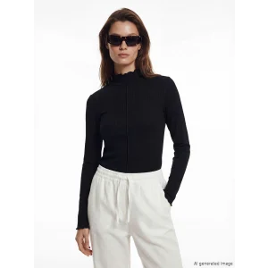 LCW Modest Siyah Fırfırlı Dik Yaka Kadın Body