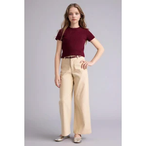 Defacto G7047A8BG359 Bej Wıde Leg Esnek Bantlı Paça Pantolon Kız Çocuk