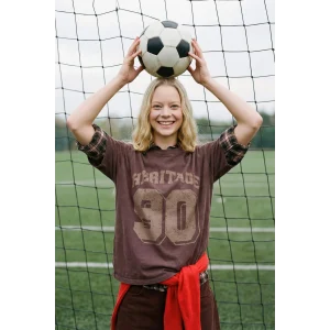 Defacto G8058AXBN340 Kahve %100 Pamuk Oversıze Spor Baskılı Tişört