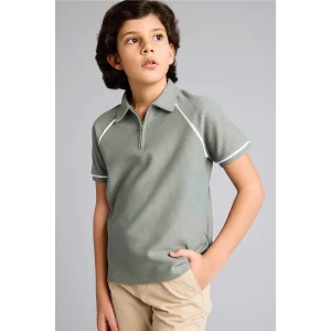 Defacto G0952A8GN1107 Yeşil Regular Fıt Polo Yaka Kısa Kollu Polo Tişört Erkek Çocuk