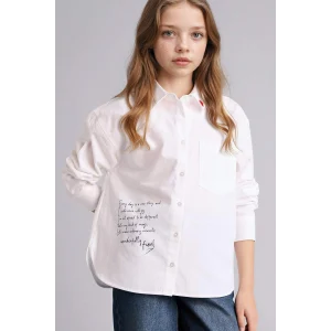 Defacto G6856A8WT34 Beyaz Baskılı Poplin Gömlek Kız Çocuk