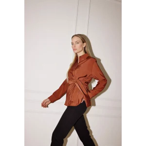 Defacto G9131AXBN312 Kahve Relax Fıt Gömlek Yaka Modal Uzun Kollu Gömlek