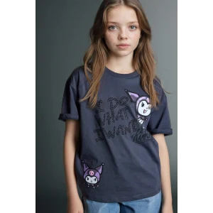 Defacto G8185A8AR1 Antrasit Kuromı Oversıze Tişört Kız Çocuk