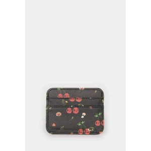 Defacto E6903AXBK27 Siyah Kadın Kiraz Desenli Suni Deri Kartlık