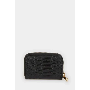 Defacto E5548AXBK27 Siyah Kadın Desenli Fermuarlı Bozuk Para Cüzdanı