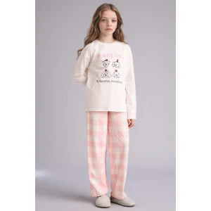 Defacto H0102A8ER103 Ekru 2li Pijama Takımı Kız Çocuk