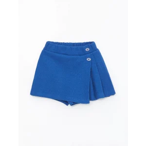LCW Kids Mavi Beli Lastikli Kız Bebek Şort Etek