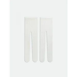 LCW baby Ekru Basic Kız Bebek Külotlü Çorap 2li