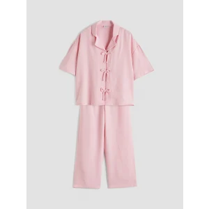 LCW Kids Pembe Keten Karışımlı Kız Çocuk Bluz ve Pantolon