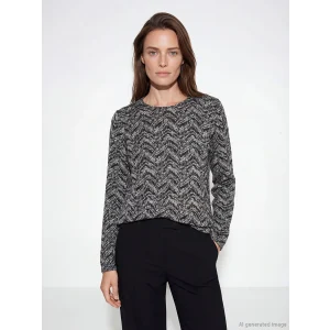 LCW Grace Beyaz Bisiklet Yaka Desenli Bluz