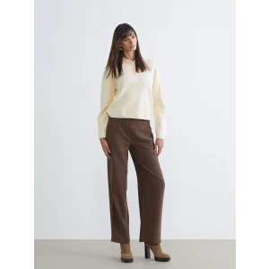 LCW Vision Kahverengi Beli Lastikli Geniş Paça Kadın Pantolon