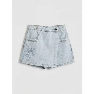 LCW Kids Mavi Kalp Nakışlı Kız Çocuk Denim Şort Etek