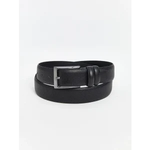 LCW ACCESSORIES Siyah Deri Görünümlü Erkek Kemer