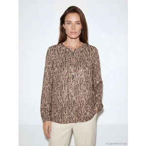 LCW Grace Kahverengi Bisiklet Yaka Desenli Bluz