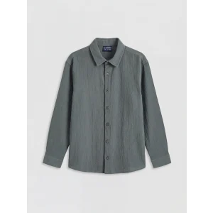 LCW Kids İndigo Uzun Kollu Erkek Çocuk Poplin Gömlek