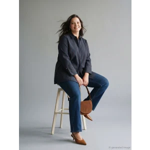 LCW EVERYDAY Lacivert Çizgili Kadın Gömlek Tunik