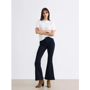 LCW Jeans Lacivert Yüksek Bel Mars Flare Kadın Jean Pantolon