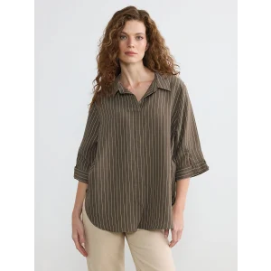 LCW EVERYDAY Haki Çizgili Kadın Gömlek