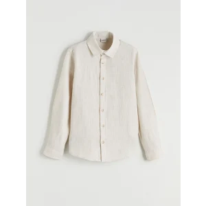 LCW Kids Ekru Erkek Çocuk Keten Karışımlı Gömlek