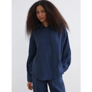 XSIDE İndigo Oversize Modal Karışımlı Kadın Gömlek