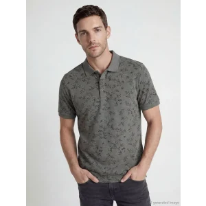 LCWAIKIKI Classic Antrasit Polo Yaka Desenli Strüktürlü Erkek Tişört