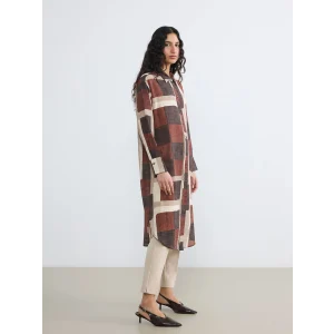 LCW Modest Kahverengi Desenli Kadın Gömlek Tunik