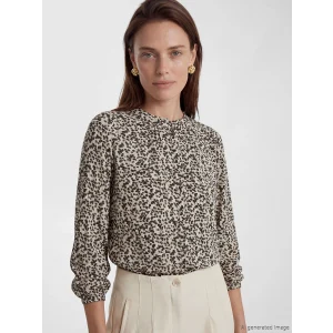 LCW Grace Bej Bisiklet Yaka Desenli Bluz