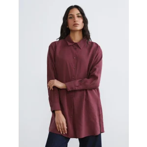 LCW Modest Bordo Oversize Modal Karışımlı Kadın Gömlek Tunik