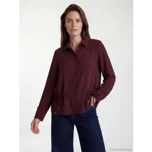 LCW Grace Mürdüm Bağlama Detaylı Büzgülü Kadın Gömlek