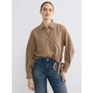 LCW EVERYDAY Bej Bağcıklı Oversize Kadın Gömlek