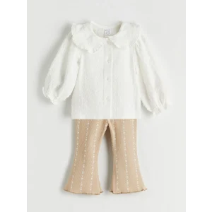 LCW baby Ekru Bebe Yaka Kız Bebek Gömlek ve Tayt