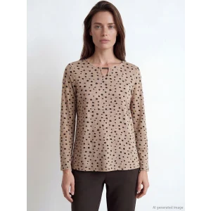 LCW Grace Bej Bisiklet Yaka Puantiyeli Bluz