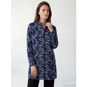 LCW Grace Lacivert Çiçekli Kadın Gömlek Tunik