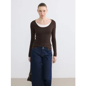 LCWAIKIKI Classic Kahverengi U Yaka Fitilli Kadın Body