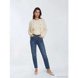 LCW Modest İndigo Mom Fit Kadın Jean Pantolon