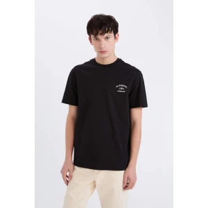 Defacto D5561AXBK81 Siyah %100 Pamuk Regular Fit Bisiklet Yaka Baskılı Kısa Kollu Tişört