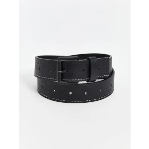 LCW ACCESSORIES Siyah Deri Görünümlü Erkek Kemer