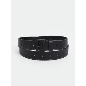 LCW ACCESSORIES Siyah Deri Görünümlü Erkek Kemer