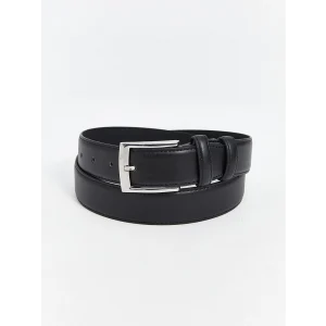 LCW ACCESSORIES Siyah Deri Görünümlü Erkek Kemer