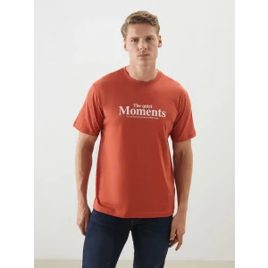 LCW Vision Turuncu Bisiklet Yaka Baskılı Penye Erkek Tişört