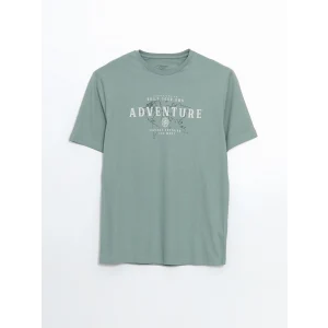 LCWAIKIKI Classic Yeşil Bisiklet Yaka Baskılı Penye Erkek Tişört