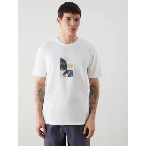 XSIDE Ekru Bisiklet Yaka Baskılı Penye Erkek Tişört