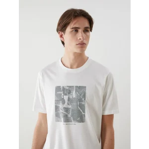 XSIDE Ekru Bisiklet Yaka Baskılı Erkek Tişört