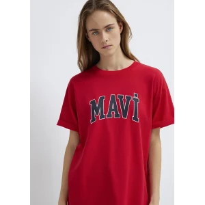 Mavi 1600843-82054 Mavi Logo Baskılı Kırmızı Tişört