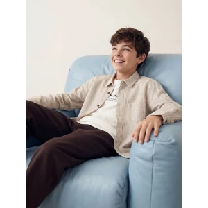 LCW Kids Kahverengi Çizgili Erkek Çocuk Gömlek