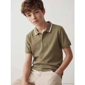 LCW Kids Haki Polo Yaka Erkek Çocuk Tişört