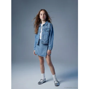 LCW Kids İndigo Taşlı Kız Çocuk Jean Şort Etek