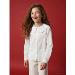 LCW Kids Beyaz Bebe Yaka Kız Çocuk Gömlek